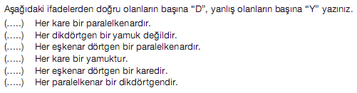 programı ve incelenen diğer kitapta da yer verildiği gibi dörtgenlerin özelliklerinin belirlendiği tablo) ile karşılaşılmıştır. İncelenen üçüncü kitapta (Aygün vd. 2011), çokgenler (3.