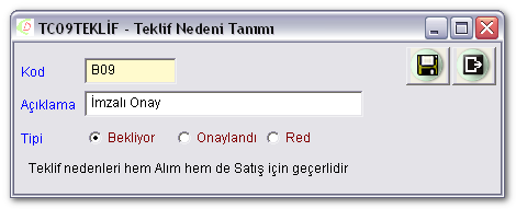 Programda bu amaçla geliştirilmiş olan neden kodlarından yararlanarak hangi teklifin ne amaçla beklemede olduğu (satıcıdan teslim tarihi onayı bekleniyor, fiyat indirimi talep edildi, diğer