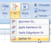 4 veya Herhangi bir sayfa ismi üzerinde sağ tuş menüsü açılır. Açılan menüden Ekle komutu seçilir. Ekrana çıkacak olan Ekle penceresinden Çalışma Sayfası işaretlenerek Tamam tuşuna tıklanır.