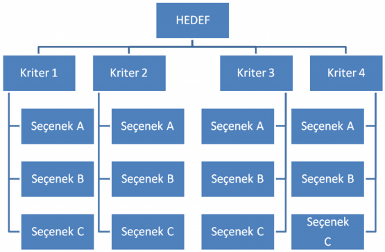 Karar hiyerarşisinin kurulması aşamasında kademe sayısı, problemin karmaşıklığına ve detay derecesine bağlıdır. Karşılaştırmalı yargılar veya ikili karşılaştırmalar, AHP nin temelini oluşturmaktadır.