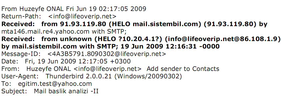 Yahoo Full Headers Özelliği Yahoo Full