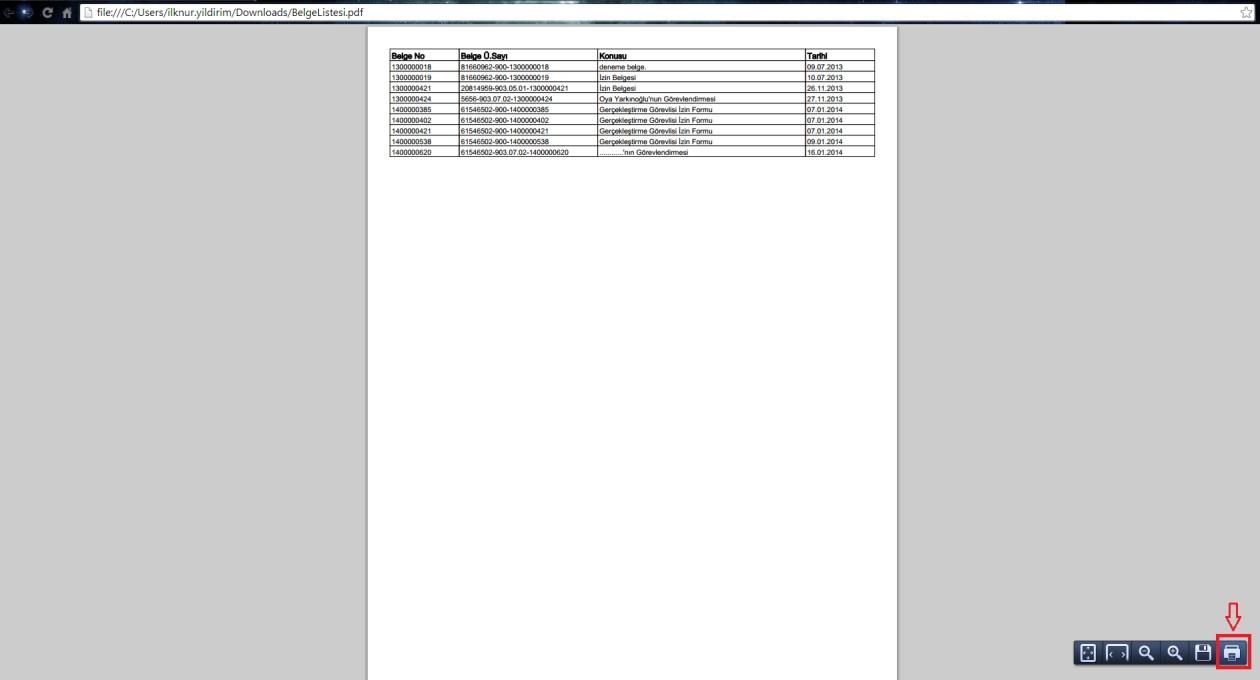 Şekil 114 İnen PDF Dosyasını Açma 2.2.7 İstatistikler Belgeye dair istatistiki verilere bu ekrandan ulaşılabilir.