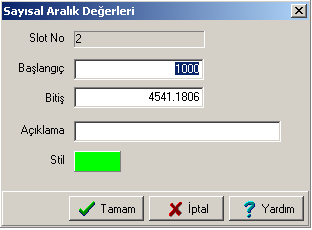 Listedeki ilk değerin sayısal değerlerinin üstünde çikt tıklayın ve Bitiş değerini 1000 olarak değiştirin.