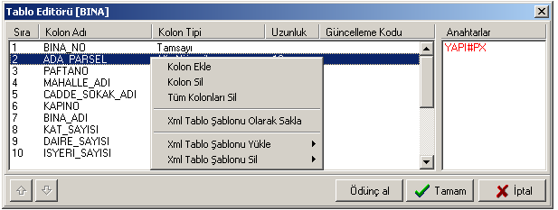 Tablolar\Gizli Tabloları Aç komutuyla gizlenen tablolar görüntülenebilir. Özellikler komutuyla tablonun kayıtlarıyla birlikte görüntülenmesi sağlanır.