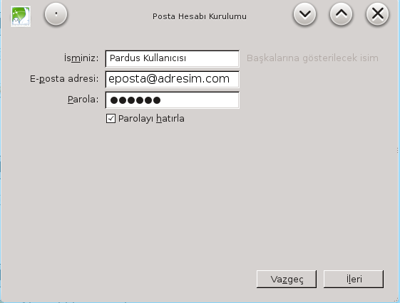 Eposta Kurulumu ve Kullanımı Icedove eposta istemcisine Pardus Menusu -> Tüm Uygulamalar -> İnternet