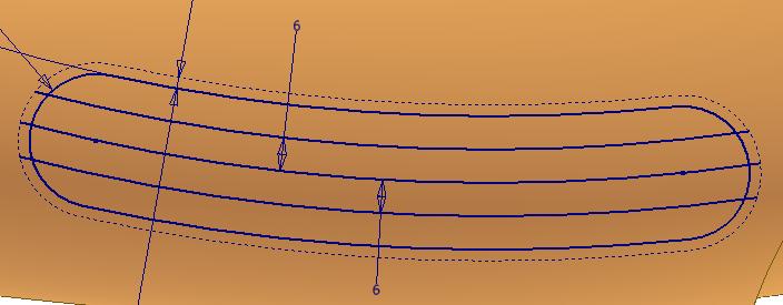 6. Modify panelinden Extend komutuyla, tüm yayları (sağ ve sol uçlarını), en dışarıdaki profile kadar uzatın. 12. Kaburgaları tanımlamak için; Rib sekmesine gidin. Ortadaki üç yayı işaretleyin. 7.