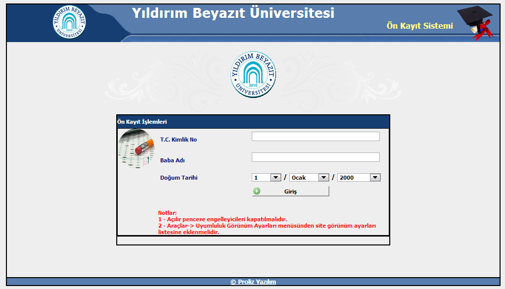 doldurunuz. Telefon Numaraları girilirken; Başında 0 olmadan Alan/GSM kodunu girip, boşluk bırakmadan 7 haneli numaranızı yazınız.