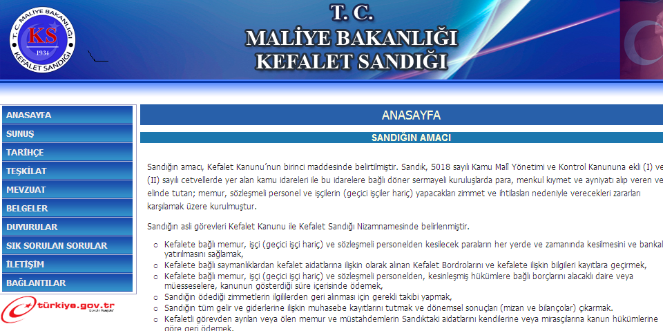 5- Bilgi ve Teknolojik Kaynaklar a- Kefalet Sandığı İnternet Sayfası 2010 yılında hizmete açılan www.maliyekefalet.gov.tr internet sayfamız, ilgililerin bilgi ve belgelere ulaşımını kolaylaştırmıştır.