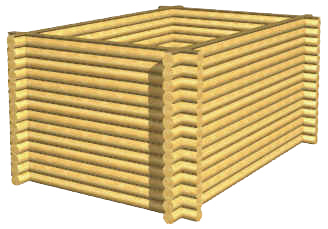 04. DUVAR ARACI Aşağıda tomruklardan oluşturulmuş bir çantı yapı yer alır: 3D-Model Paneli nde bulunan Çatı Sekmesini Geri Al düğmesi herhangi bir duvar, çatı tarafından Çatıdan Kes komutu ile