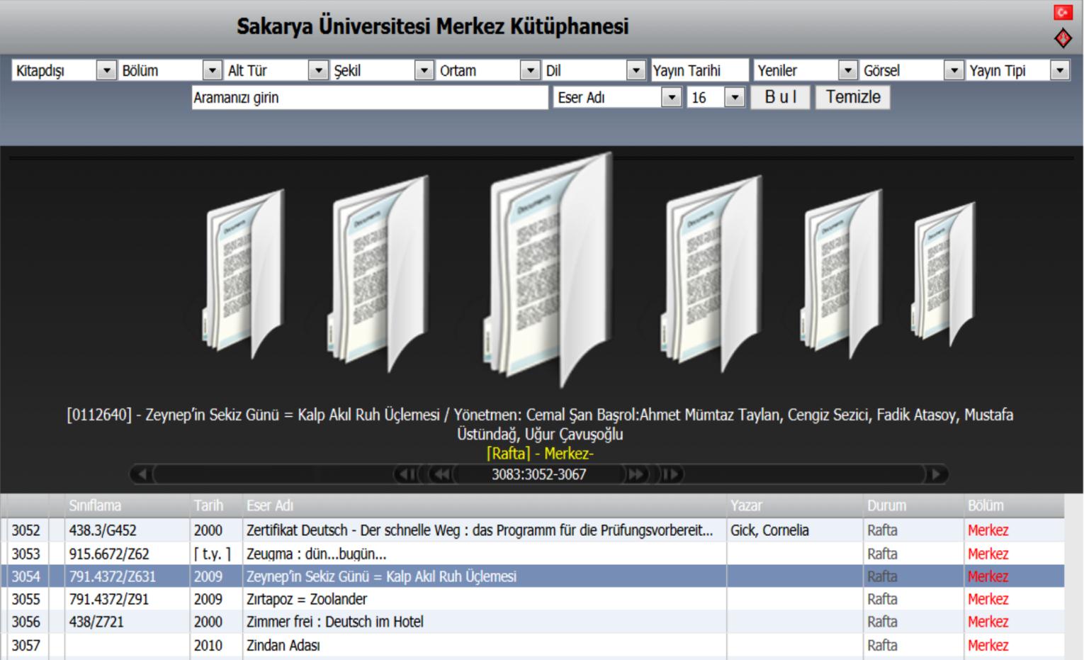 Koleksiyonumuzdaki kitap dışı kaynaklar; CD, DVD, Video Kaset ve haritalardan oluşmaktadır.