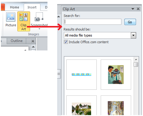 5 Slaytlara hazır resim eklemek için Clip Art (hazır resim) düğmesi