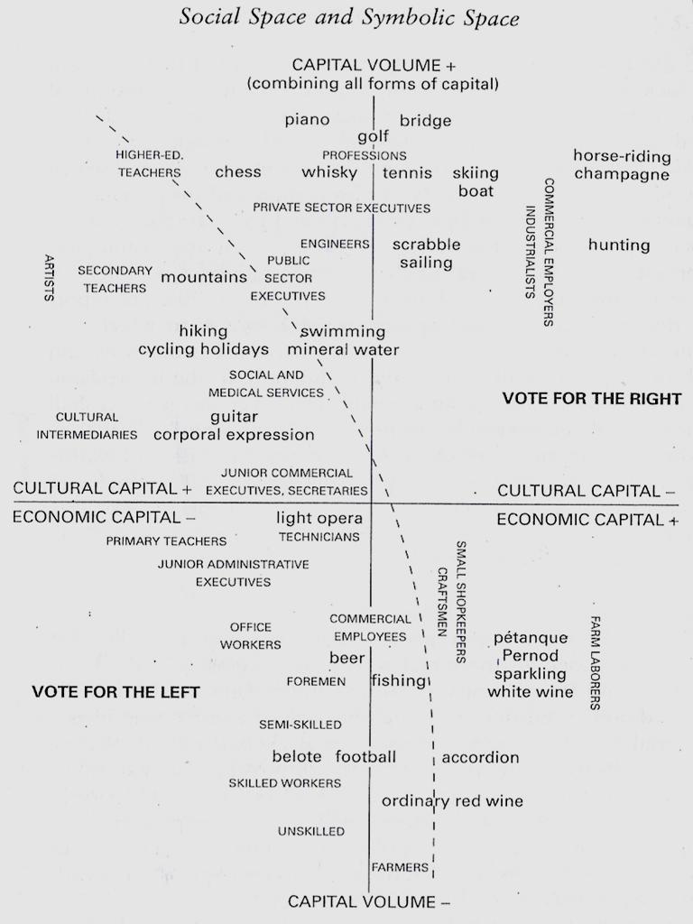 Figure 1. Distribution of Social Agents in Social Space in France (Bourdieu, 1998, p.5)