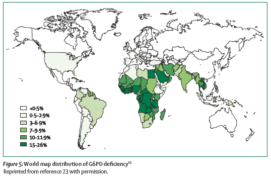 Kadir Sinan ASLAN Şekil 1.1. G6PD enzim eksikliğinin dünyadaki dağılımı (WHO 1989). Türkiye de ise G6PD enzim eksikliğinin Çukurova ve Van ın Başkale ilçesinde daha çok görüldüğü belirtilmiştir.