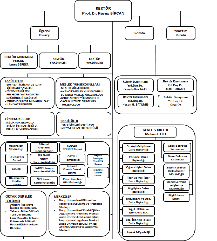 TABLO 1: SİNOP ÜNİVERSİTESİ TEŞKİLAT