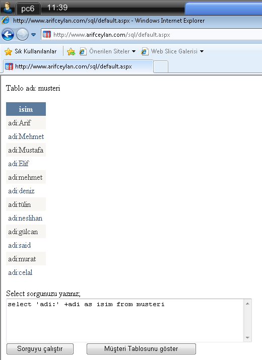 Adı soyadı alanları farklı, bunları birleştirebiliriz Select adi+ +soyadi as adsoyad from musteri Kayıt sayısını bulalım Select count(*) as kayitsayisi from