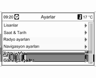 Göstergeler ve kumanda birimleri 129 Renkli bilgi ekranında kişisel ayarlar CONFIG tuşuna basın. Ayarlar menüsü görüntülenir.