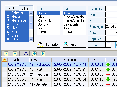 İç Hat Seçimi: İç dış hat eşleştirme (İDE) özelliği etkin olan sistemlerde sol üst köşedeki kanal seçim alanı yanda görüldüğü gibidir.