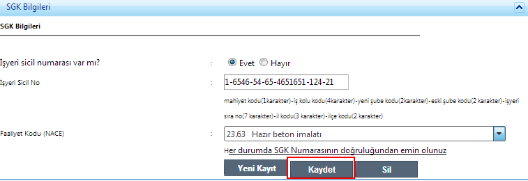 4.2.3 Tesis Bilgileri 4.2.3.1 Çevre Bilgileri Firma kendine uygun bir şekilde Şekil 23 deki alanları doldurarak çevre bilgilerini girmelidir ve Çevre Bilgileri Kaydet butonuna tıklayarak işlemini tamamlayabilir.