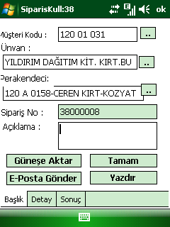 El terminalindeki Veri Tabanı Güncelleme : Sistem güneş sistemindeki verileri bu ekranı kullanarak el terminalinin kendisine yükler ayrı ayrı yapılabildiği gibi tümünü birden