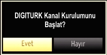 Kablo Kurulumu Devam etmek için KABLO seçeneğini seçin uzaktan kumanda üzerindeki OK tuşuna basınız, aşağıdaki mesaj ekranda görünecektir: İstenen kaynaktan yayın almak ve saklamak için bir arama