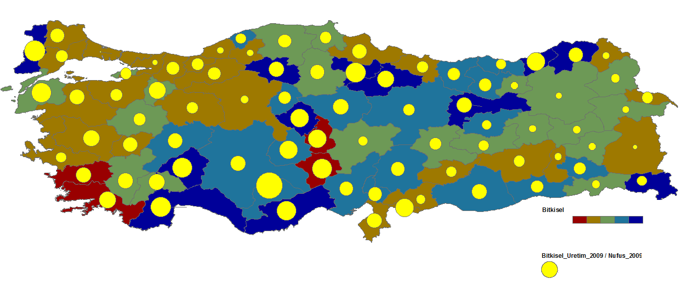 Şekil 4: Bitkisel Üretimin Nüfusa Oranı Haritası Kaynak: TÜİK 2.2.4. Tarla Bitkileri Üretimi Tarla bitkileri hem ülke, hem de Bölge tarımı açısından önemli bir yer tutmaktadır.