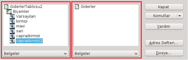 Resim 65: Seçimden yeni biçem Seçili hücreleri, Biçemler ve Biçimlendirme penceresine sürükleyerek de biçem olarak tanımlayabilirsiniz.