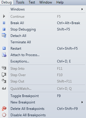 Debugging in C# (continued) Select Start Debugging and number of options to run your program doubles