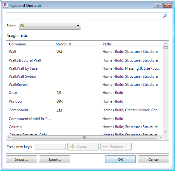 3. Keyboard Shortcuts penceresinden klavye kısayolu tanımlanacak komutu seçin. Pencere altında yer alan Press new keys karşısına tanımlayacağınız klavye kısayol bilgisini girin.