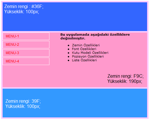 UYGULAMA FAALĠYETĠ UYGULAMA FAALĠYETĠ AĢağıdaki iģlem basamaklarını tamamladığınızda CSS kodları kullanarak yukarıdaki gibi önizlemeye sahip bir web sayfası tasarlayabileceksiniz.