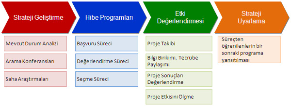 Program Geliştirme Sabancı Vakfı, programlar stratejisi ve hibe programlarını geliştirirken aşağıdaki dört ana süreci takip etmektedir.