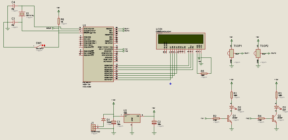 4.3 KSA_03 80 cm LCD KAPI SAYICI PIC16F877A PIC16F877A LCD DISPLAY 2 IR SENSOR Şekil 29 KSA_03 80 cm LCD KAPI SAYICI DEVRESĐ Şekil 30 Şekil 26 KSA_03 80 cm LCD KAPI