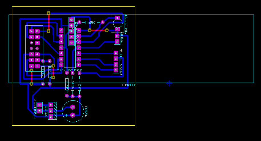 1.2 MP_RS_02 TEXT LCDLĐ RENK SENSÖRÜ 16F688 - LDR LCD RGB LED Şekil 3 MP_RS_02 Text LCD Renk Sensörü Devre Şeması Şekil 4 MP_RS_02 Text LCD Renk Sensörü PCB Renk sensör elemanı bir adet RGB led ve