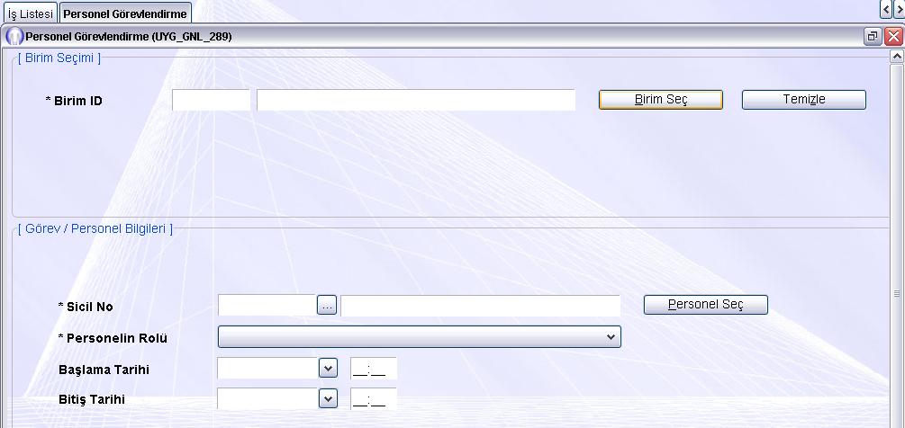 DYS Yöneticisi Ekranları - Personel Görevlendirme "DYS Yönetici