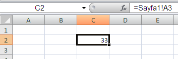 EXCEL SAYFALARI ARASINDA VERİ AKTARMA Bu işlemi kopyala yapıştır şeklinde kullanabiliriz ayrıca, hücre adresi kullanarak da veri aktarabiliriz. a)sayfa 2 de Boş bir hücreye girilir.