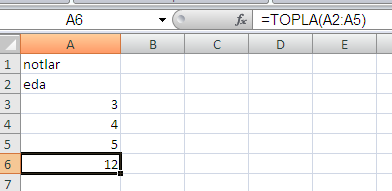 Şekilde görüldüğü gibi formül yazılır ve entere basılır ise formül de kullanılan + işareti sadece sayısal verileri toplar. Bunun anlamı sayısal olmayan verilerde formül hata basar #değer!