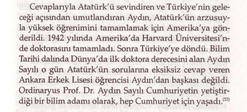 Atatürk ün bilim alt yapısı oluşturmakta isabetli kararlarına bir örnek: Sayılı, Aydın