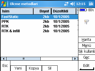 Ölçme metodu seçilir.