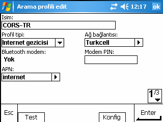 Daha önce yaratılmışsa devam edilir, Yoksa yeni seçerek yeniden oluşturulur. Yeni seçilir. İsim alanına CORS-TR yazılır. Profil tipi yandaki ok basarak internet gezicisi seçeneği seçilir.