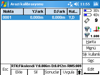 Yeterli ölçü alındıktan sonra alt kösede kayıt seçeneği otomatik çıkar kayıt seçeneğini seçiniz. Ekranda Y.fark D.