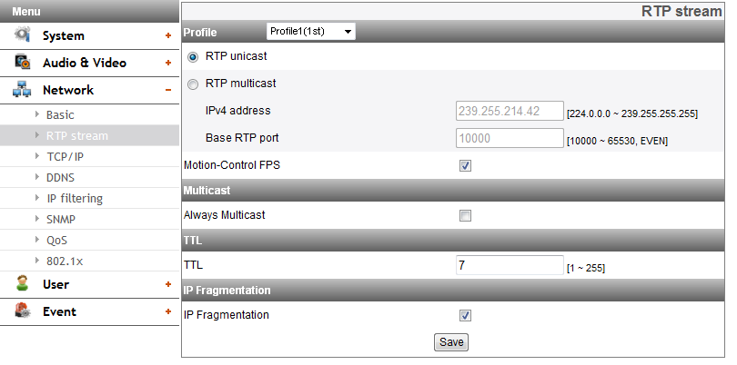 Ağ Ayarları Basic RTP stream RTP (Gerçek Zaman İletişim Protokolü) bir internet protokolü olup çoklu ortam verilerin çoklu veya tekli gönderim ve gerçek zaman içerisinde iletimini yönetmektedir.