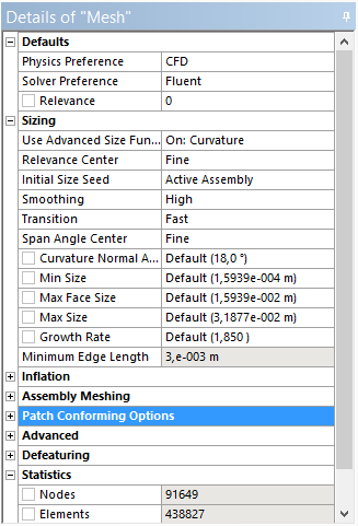 5.3 CFD Modelin Meshlenmesi Şekil 5.5 Mesh Ayarları Mesh tablosunda görüldüğü gibi CFD ve Fluent için meshleme seçilir.
