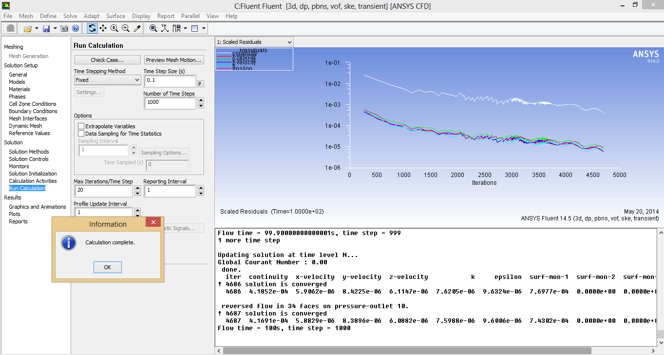 Şekil 5.17 Monitors Seçimi RUN CALCULATION > Time Step Size = 0.1 s > Number of Time Steps = 1000 > Max Iterations/Time Step =20 (değerleri girilir.