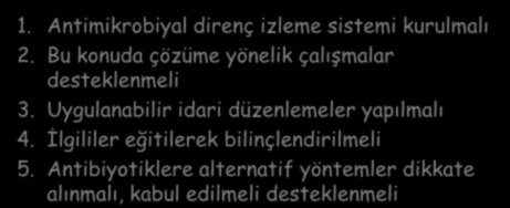 Besi hayvanlarında antibiyotik kullanımı her zaman Sürü Sağlığı ve Kontrolü Programı gibi karma hastalık kontrol programları arasında yer almalı, bu programın yerine geçmemelidir.