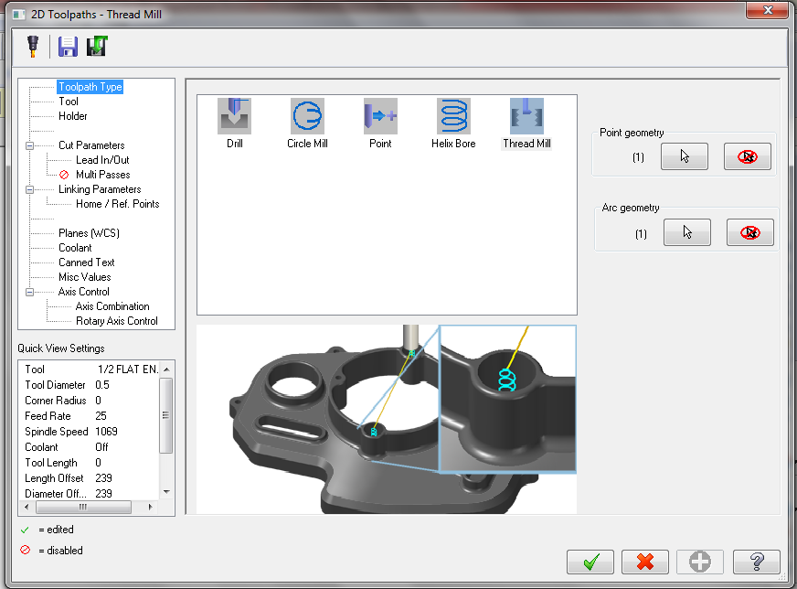 Şekil 2.44: Stock setup ayarları Toolpaths menüden Circle Paths ve oradan da Thread Mill seçilir. Ekrana Enter new NC name penceresi gelir.takım yolu kaydedilir.