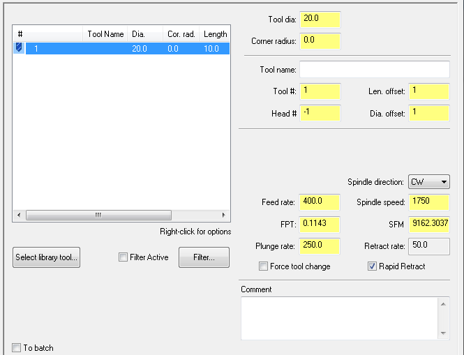 Seçme işleminden sonra ekrana 2D Toolpath - Facing diyalog kutusu gelir.