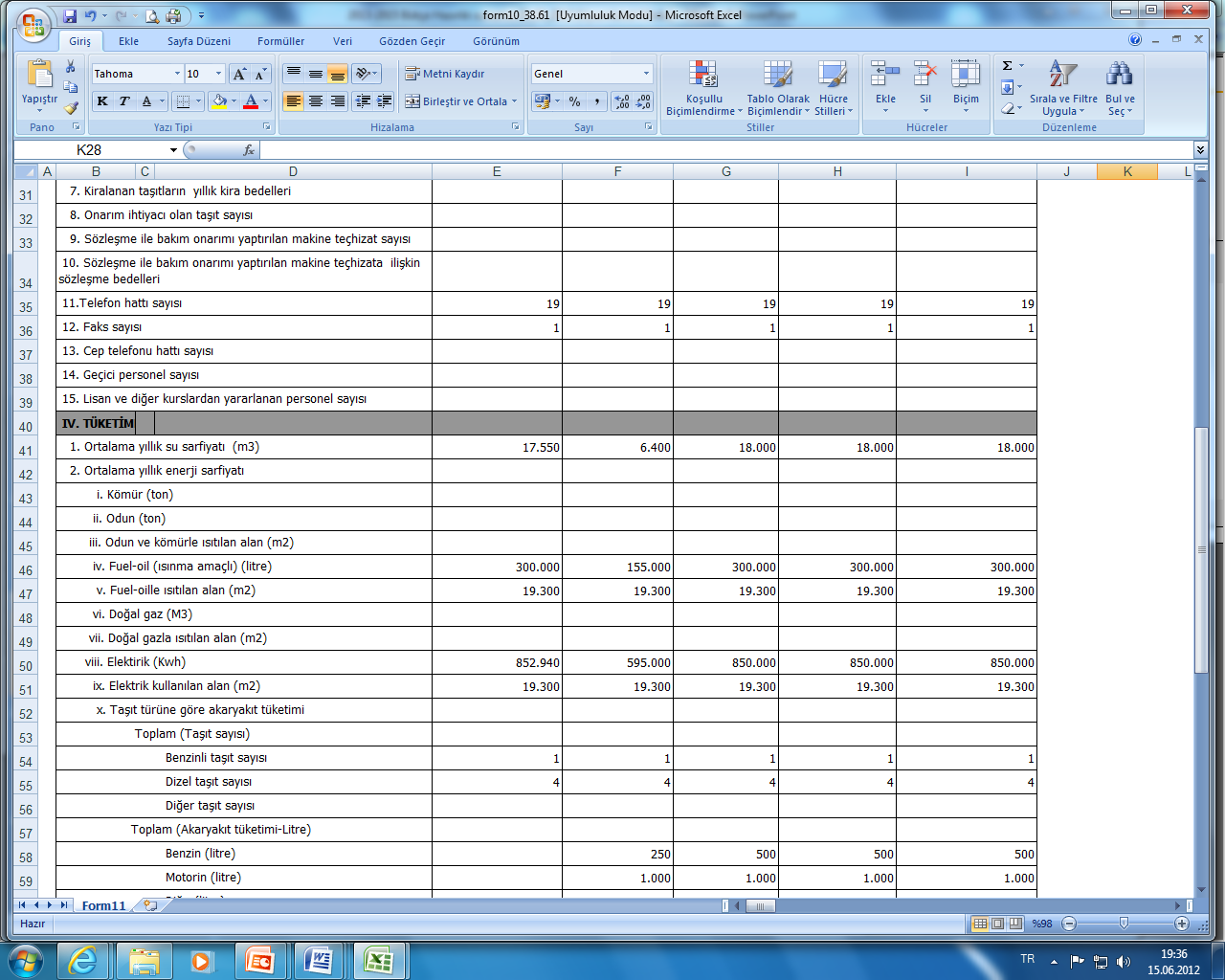 Bütçe Hazırlık Formları (Form-10