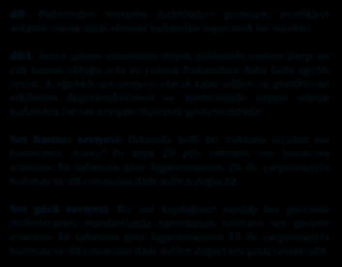 db: Birbirinden mertebe farklılıkları gösteren, nicelikleri anlamlı olarak ifade etmede kullanılan logaritmik bir ölçektir.