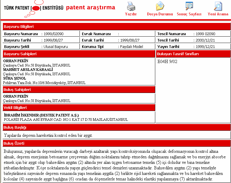 Şekil 2.6 : TPE veritabanında örnek bir başvuruya ilişkin yayın ekranı 2.3.4 Uluslararası başvuru süreci Dünyada, hali hazırda dünya çapında koruma sağlayan bir patent sistemi bulunmamaktadır.