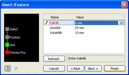 Autodesk Inventor 2008 Tanıtma ve Kullanma Kılavuzu SAYISAL GRAFİK 5. Şimdi parçanın tam yerini ve yerleşim açısını tanımlayabiliriz.