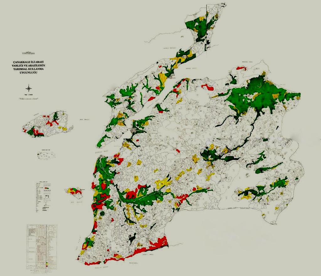 Tablo 2.28: Çanakkale İli Toprak Varlığı ve Dağılımı görülmektedir. Toprak Varlığı ve Dağılımı Alanı (Hektar) Payı (%) Ormanlık-Funda Arazisi 533.936 53,75 Tarım Arazisi 330.